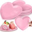 Nuogo 8 Pcs Heart Shaped Dinner Plates 6.8'' Serving Tray Melamine Heart Shaped Plates for Dessert, Appetizer, Salad, Dishwasher Safe (Pink)