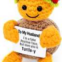 Gifts for Women Man, Handmade Crochet Turtle Taco Birthday Gifts Christmas Stocking Stuffer Funny Desk Accessories Positive Emotional Support Gift (Husband)