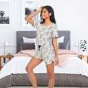 Laprad Women's Pajama Set Soft Short Sleeve 2 Piece Lounge Sleepwear Pjs Sets with Pockets (Blue, S)