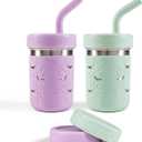 Pandaloo Smoothie Cups for Kids - Stainless Steel Toddler Tumbler with Straw, Sippy Cup for Smoothies - BPA-Free, Toddler Snack Cups, 10 oz