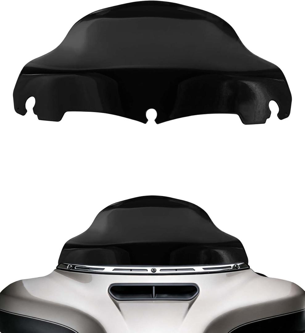 9" Motorcycle Windshield for Harley Street Glide/Electra Glide/Ultra Limited/Tri Glide FLHT FLHX FLHXS FLHTK 2014-2024, ABS Material Wave Windscreen, Replacement Black Fairing Deflector