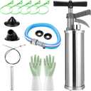 8 Pcs High Pressure Toilet Plunger Kit for Sink Shower Kitchen Clog, Silver
