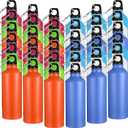 Yaomiao 36 Pcs Lightweight Aluminum Water Bottle Bulk 17 oz Leak Proof Bike Water Sports Bottles with Buckle and Twist Cap Team Reusable for Sports Gym Bicycle Camping(Bright Tones)