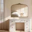 Vintage Gold Ornate Baroque Mirror - 36"X30" Arched Antique Brass Mirror with Full Metal Frame - Ideal for Entryway, Fireplace, Living Room, Hallway or Wall Decor (Upgrade Tempered Glass)