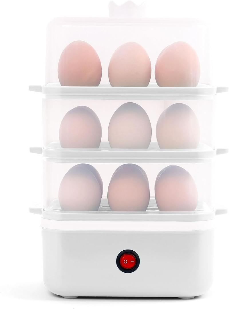 Egg Cooker - 18 Egg Capacity Electric Egg Cooker, can quickly cook hard, medium and soft boiled eggs, poached eggs, scrambled eggs or omelets, with auto shut-off function, Satisfy your food needs