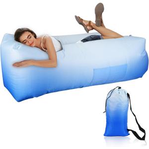 Inflatable Couch Air Sofa - Portable Gradient Color Inflatable Lounger for Camping, Hiking, Festival & Beach Accessories - Waterproof and Easy to Set Up Camping Essentials Beach Gear (Sky)