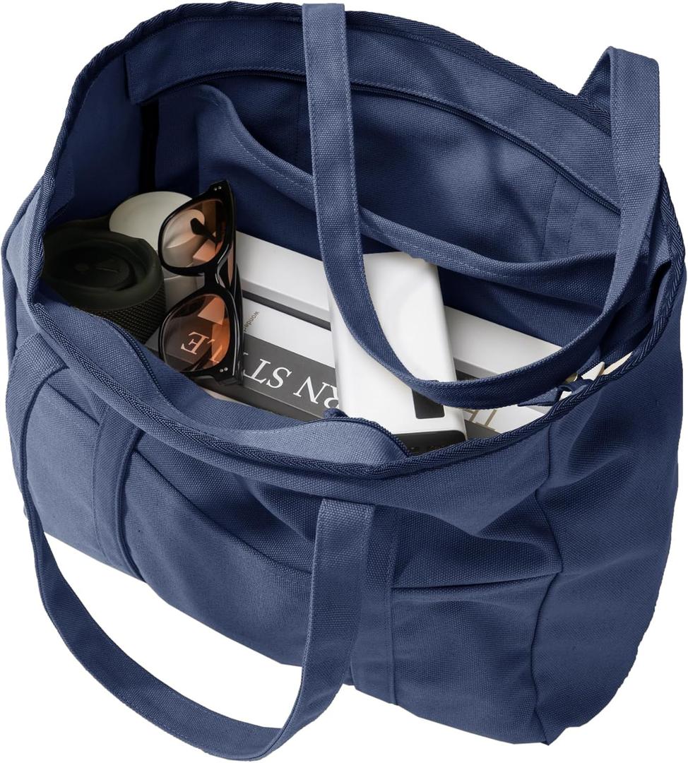 Bagelite Extra Large Canvas Tote Bag for Women Men, Utility Work Bags with Zipper