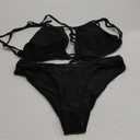 Meetall Cheeky High Cut Triangle Bikini Sets for Women Cute Halter Top Swimsuits 2 Piece (X-Large, Black)