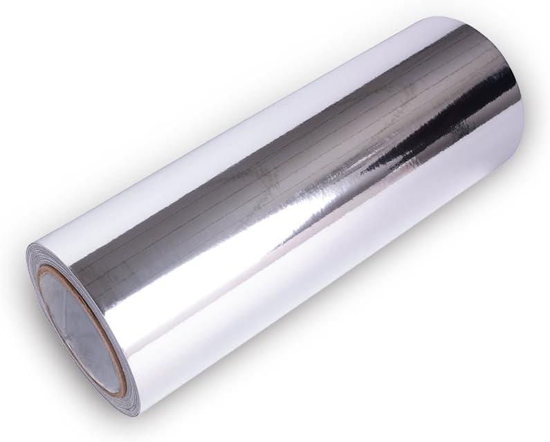 VINYL FROG Car Wrap Vinyl 12 Inches x 60 Inches Chrome Mirror Silver Self Adhesive Film DIY Decals Roll Air Release Technology (12"x60")