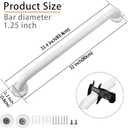 Shower Grab Bar, 2 Pack 32 Inch White Bathroom Grab Bar, 1.25" Diameter 304 Stainless Steel Anti-Slip Grab Bars for Bathtubs and Showers, Handicap Shower Grab Bar for Seniors Elderly