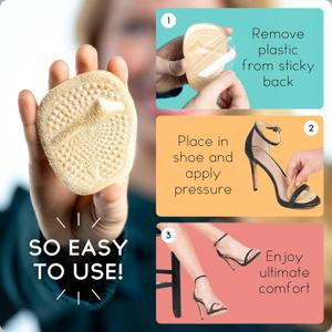 Metatarsal Pads Women | Heel Inserts for Women | Ball of Foot Cushions, All Day Pain Relief and Comfort One Size Fits Shoe Inserts (Beige) (2 Count)