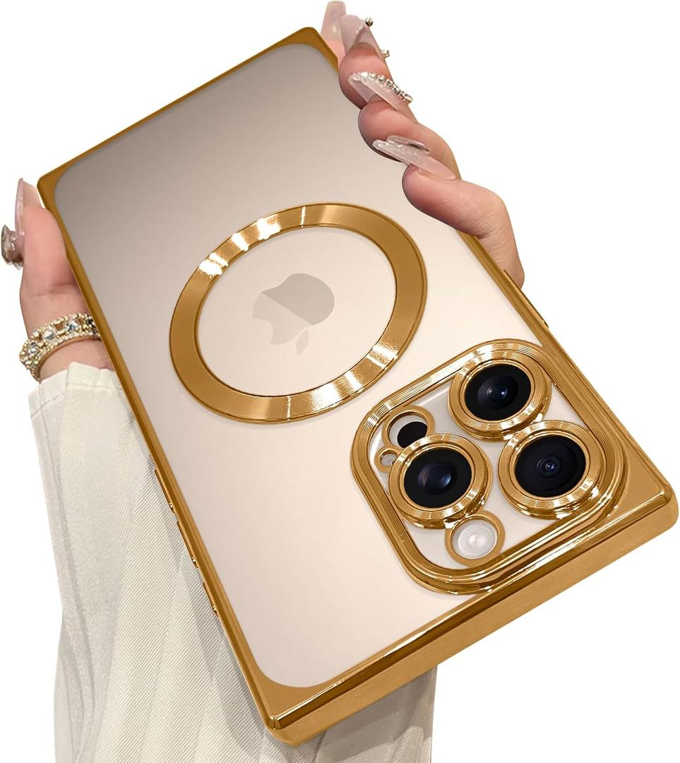 OOK Magnetic Case Made for iPhone 16 Pro Max (Compatible with MagSafe) Clear Phone Cover with Screen Protector Soft TPU Anti-Scratch Shockproof Protective Case for Women Men - Desert Titanium