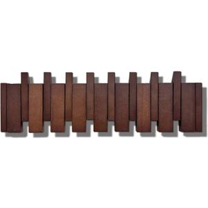 Walnut Wall Mounted Piano Key Coat Rack with 8 Hooks