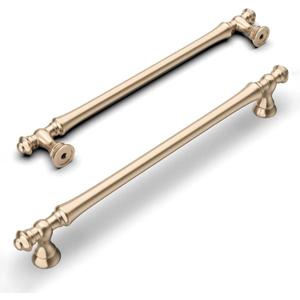 Amerdeco 10 Pack Brushed Brass Cabinet Pulls 6.3 Inch(160mm) Hole Center Cabinet Hardware Gold Kitchen Cabinet Handles for Bathroom Drawer Pulls Dresser Pulls ZH0014