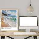 sea Abstract Wall Art Oak Wood Beach Frame Wall Art, 8X10 inch Spanish Retro Travel City Poster Canvas Print, Classic City Landmark, Suitable Bedroom for Living Room