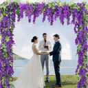 Wisteria Artificial Flowers Garland, 2Pcs Total 14.4ft Silk Faux Wisteria Vine Kit, Hanging Flower Plant for House Outdoor Garden Ceremony Outside Wedding Arch Floral Decor (2, Purple)