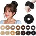 Hair Bun 100% Human Hair Natural Straight Messy Bun Hair Piece with Elastic Scrunchie for Women & Girls- 2 PCS Jet Black