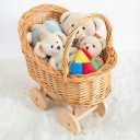 Wicker Stroller Flower Basket,Woven Rattan Pushcart Planter Basket for Wedding Baby Shower Centerpiece Candy Storage Home Decor (Small)