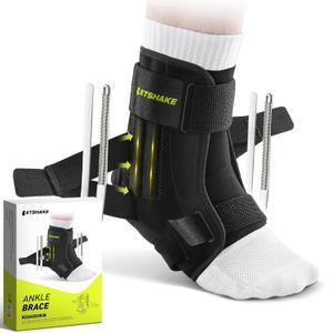 LETSHAKE Ankle Brace for Men Women, Ultralight Sprained Ankle Stabilizer for Plantar Fasciitis & Achilles Tendonitis, Adjustable & Breathable Ankle Support for Basketball, Running, Sports Injury Recovery (S/M)