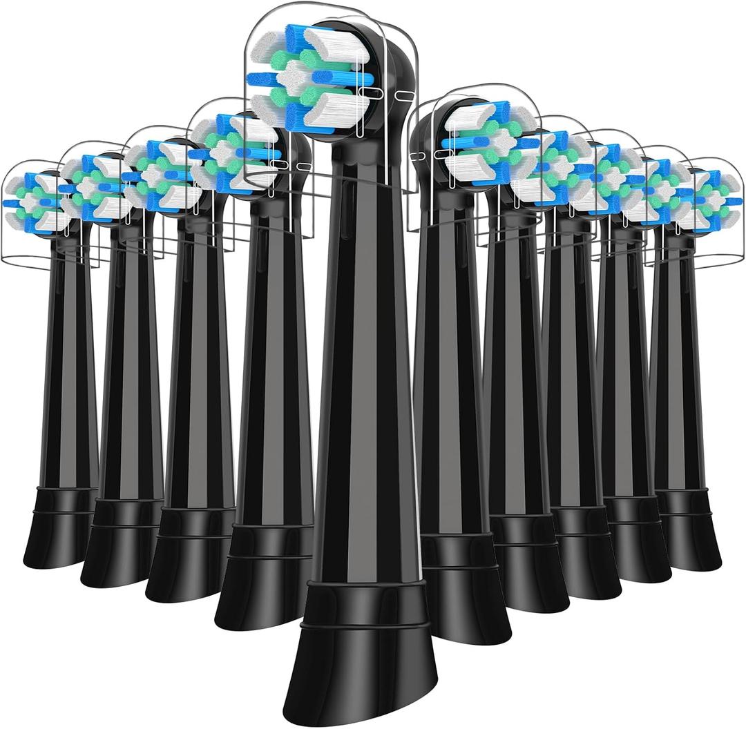 10PCS Replacement Heads Compatible with Oral B iO 3 4 5 6 7 8 9 10 Series Electric Toothbrush,Toothbrush Heads Compatible with Oral B iO Replacement Heads, Medium Bristles for Effective Cleaning,BLACK