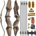 oubert Black Hunter Recurve Bow Takedown Bow Right Hand Hunting Bow and Arrow Set with Bow String Silencers Archery Bow for Adults Hunting Target Practice (45LBS)