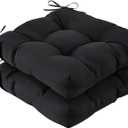 IASEAHK Outdoor Chair Cushions Set of 2, 19" x 19" x 5", Waterproof Outdoor Seat Cushions for Patio Furniture, Fade-Resistant Patio Chair Cushion, Dining Wicker Chair Pads for Porch Garden, Black
