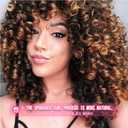rosmile Curly Wigs for Black Women - Ombre Brown #T2/30 Synthetic African American Full Kinky Curly Afro Hair Wig with Bangs