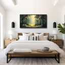 Large Green Forest Wall Art for Living Room Tree Pictures Sunshine Big Wall Decor Nature Landscape Canvas Print Oil Painting Home Framed Artwork Decoration Gifts for Bedroom Office 30"x60"