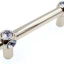 JETLAND Cabinet Drawer Crystal Pulls, 4-Pack, Golden with Clear Glass, 3" Hole Centers, Shining Cross, Cabinet Handles for Dresser Nightstand Furniture, PW6733GO076