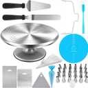 12 Inch Aluminium Rotating Cake Stand Turntable, Cake Decorating Kit Supplies with Icing Piping Tips, Frosting Spatulas, Pastry Bags, Scrapers and Other Cake Decorating Tools (85Pcs)