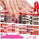 SILPECWEE 20 Sheets Valentine's Day Nail Polish Stickers Decals Nail Wraps for Women Gel Nail Strips Self Adhesive Nail Polish Strips Holiday Manicure Design for Nail Art with 1pc Nail File
