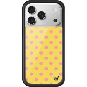 Wildflower Cases - Compatible with iPhone 17 Pro | Protective Black Bumper, 6.5ft Drop Test Certified, Women Owned Small Business | Spots Aesthetic Trendy Cute | Polka Dot - Pink and Yellow