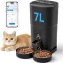 PAPIFEED Automatic Cat Feeder 2 Cats, 2.4G WiFi Cat Food Dispenser with App, 7L Slow Feeder Timed Cat Feeder for Dry Food, 10 Meals/Day, 12 Portions/Meal, Smart Pet Feeder for Small Dog