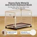 36 Inch Dog Crate with Lockable Wheel, Diamond Mesh Metal Dog Kennel Cage with Double Secure Latch & Leak-Proof Tray, Escape-Proof Dog Crates for Medium Dogs Breeds, Dogs up to 100 lbs