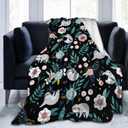 Cute Sloth Throw Blanket Gifts for Men Women Boy Girl Pink Flower Animal Soft Flannel Plush Blanket for Bed, Sofa, Couch, Travel, Camping 50x40 Inches