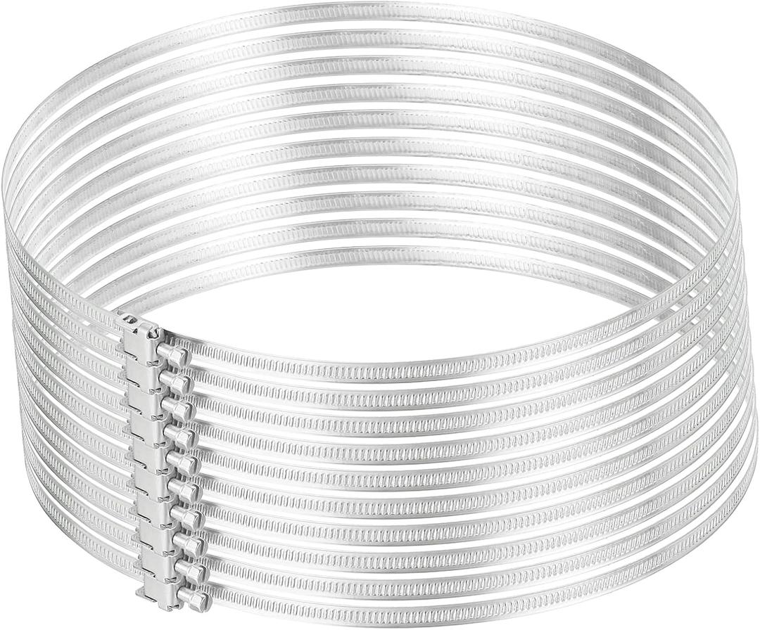 uxcell 11.5 Inch 430 Stainless Steel Duct Clamps, 10 Pcs Adjustable Hose Clamps with Worm Gear Pipe Clamp Air Duct Clamp for Flexible Ducting Heating Cooling Exhaust Ventilation