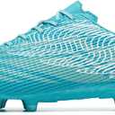 Women's Soccer Cleats for Men Outdoor Rugby Football Shoes Lightweight Withe Lace Sneakers, Size: 7 Women/6 Men (Aqua Blue/White)
