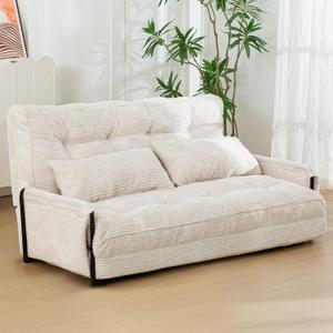 MAXYOYO Adjustable Folding Sofa Bed Couch with 2 Pillows, Beige, Loveseat