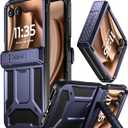 Poetic Spartan Case for Motorola Moto Razr + Plus 2024/Moto Razr+ Plus 2025,[Kickstand][Hinge Protection], Full-Body Rugged Shockproof Protective Cover with Kickstand, Metallic Blue