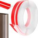 Silicone Weather Stripping Door Seal,2026 Upgraded Seal Strip for Windows Gaps, Double-Sided Strong Adhesive Design,Door Seal Strip for Side of Door (10FT x 1.37IN, transparent)