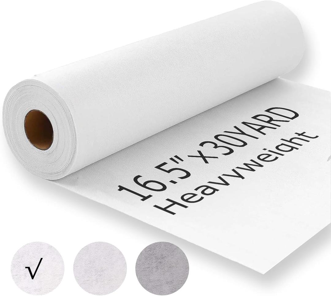 YANMAKE Heavyweight 16.5" x 30 Yards Iron-On Non-Woven Fusible Interfacing, Single-Sided Polyester Interfacing for Sewing, DIY Crafts, Shirts, Collars, and Quilting Projects