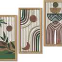 Putuo Decor Boho Wall Art Set of 3 Modern Minimalist Wooden Wall Decor Abstract Earth Tone Room Decorations Mid Century Artwork for Living Room Bedroom Office in Earthwood Canyon 16.5 x 8.6 Inch