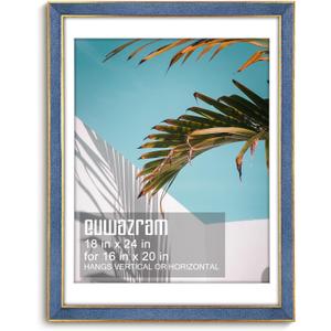 Suede 18x24 Frame - Single Frame, Christmas Elegant Sky Blue 18 x 24 Poster Frame with Mat for 16x20, 18x24 Picture Frames for Artwork, Puzzles, Photos and Movie Posters