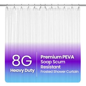 LiBa Waterproof Plastic Shower Curtain - Bathroom Shower Curtain Premium PEVA Non-Toxic with Rust Proof Grommets Frosted 8G Heavy Duty Bathroom Accessories 72x84 - Frosted