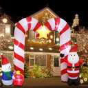 10ft Candy Cane Arched Outdoor Inflatable with LED Lights for Christmas Holiday Party Decoration, Winter Garden Decoration