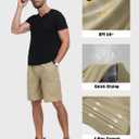 Men's Stretch Cargo Shorts Relaxed Fit Drawstring Elastic Waist Outdoor Work Hiking Athletic Shorts with 5 Pockets (Khaki)