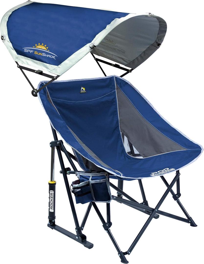 GCI Outdoor Pod Rocker Outdoor Rocking Chair with SunShade Canopy (Royal Blue)