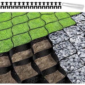 2" Depth Ground Grid 17FTx9FT Gravel Stabilizer Grid,Geo Grid Permeable Pavers Base,Geocell Geogrid for Retaining Wall,Slopes,Grass,Walkway,Shed Base,Driveway,Patio,1885 lbs per sq ft Load (Black - 9 x 17 FT)