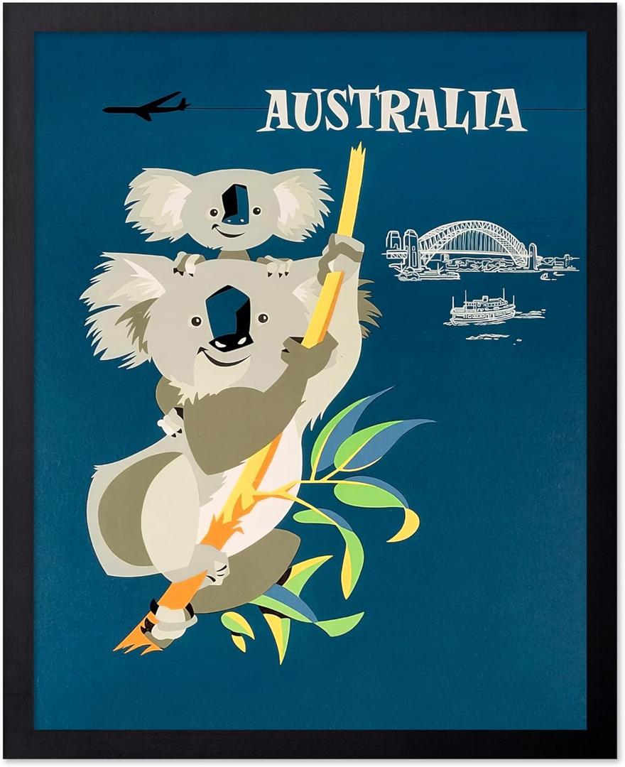Poster Master Vintage Travel Poster - Retro Tourism Print - Australia, Geographical, Koalas, Airline, Cute, Adorable - 8x10 UNFRAMED Wall Art - Gift for Artist, Friend - Wall Decor for Home, Office (Style-04)