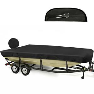YimSting Jon Boat Cover 14-16 ft, 1200D Heavy Duty Waterproof Jon Boat Cover 14 ft 15 ft 16 ft with Ratchet Tightening System & 11 Adjustable Windproof Straps & Motor Cover, Black
